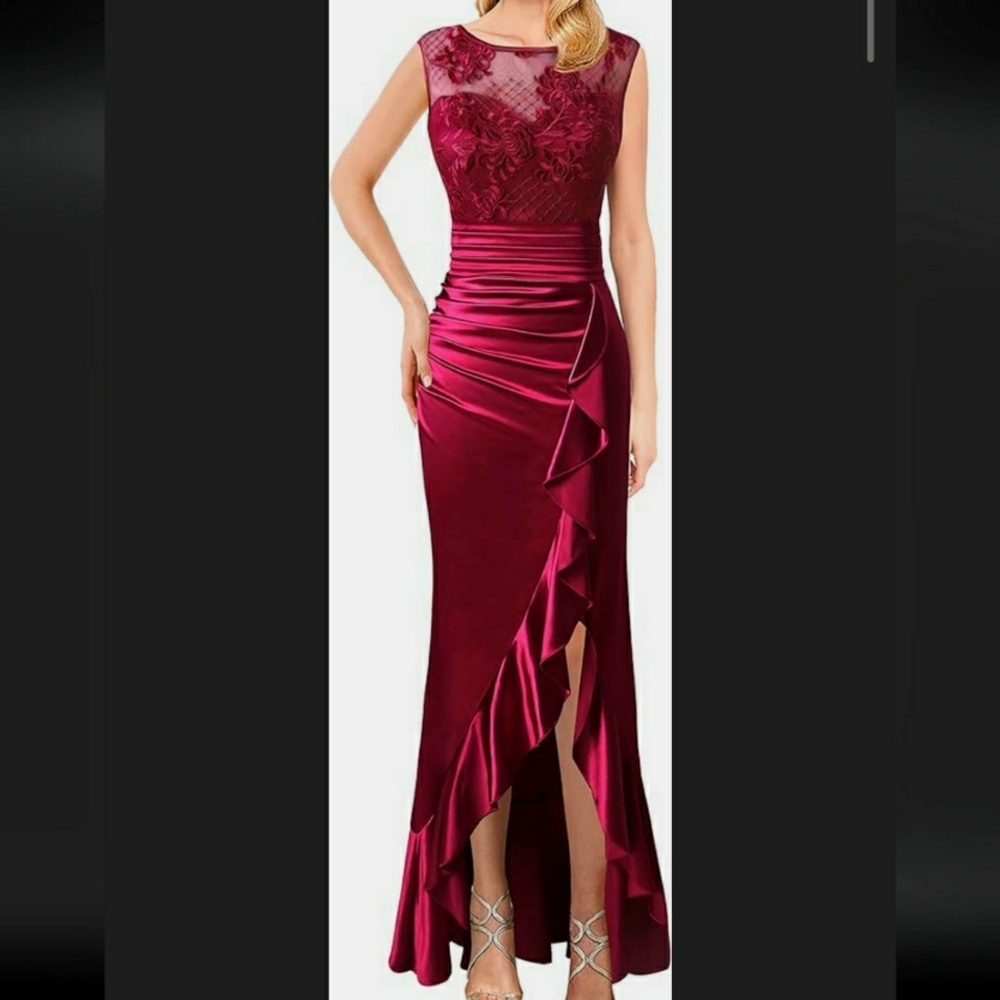 NWT VFSHOW Womens Prom Illusion Sweetheart Formal Maxi Dress Fushia XXL